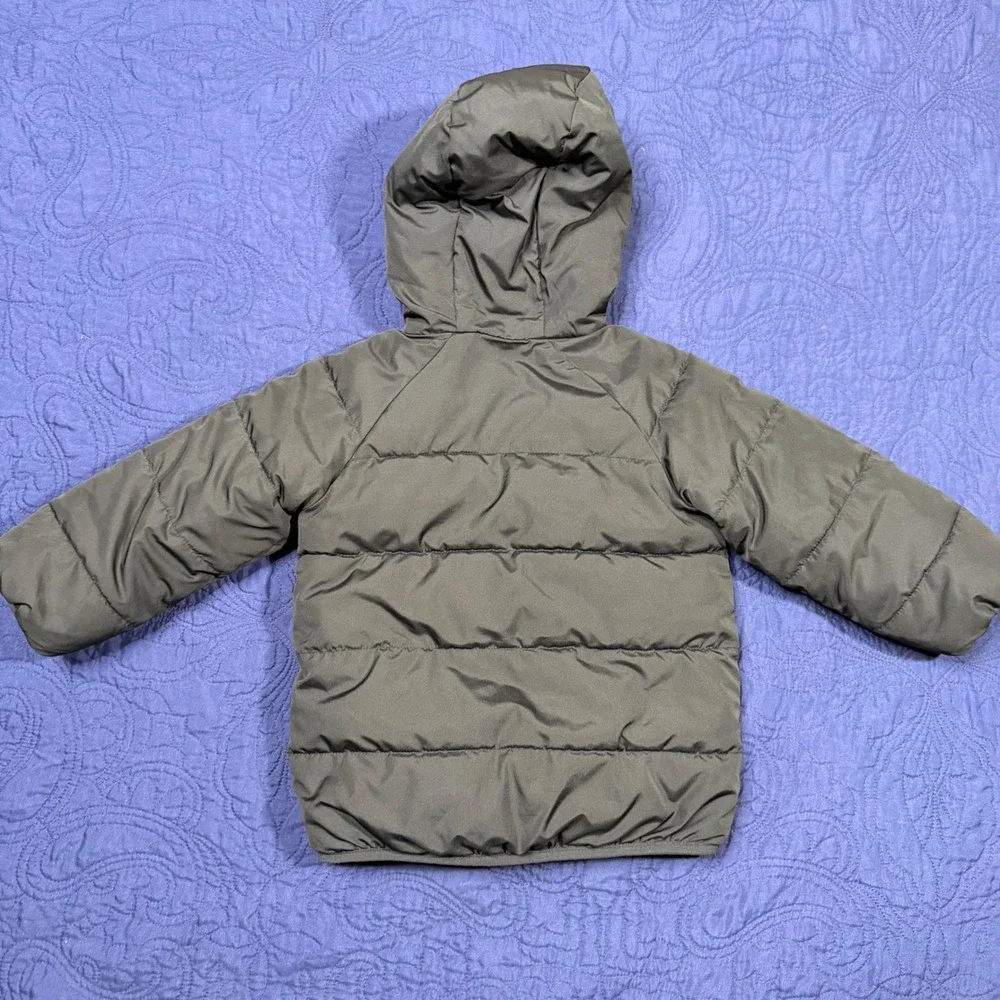 Old Navy Toddler 3T Reversible Puffer Jacket Black Sherpa Fleece Hooded Coat